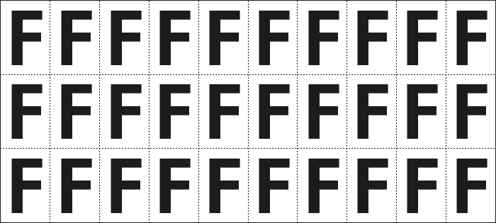 932F - Foglio n.30 etichette adesive B/N lettera F