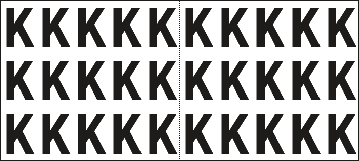 932K - Foglio n.30 etichette adesive B/N lettera K
