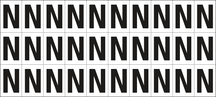 932N - Foglio n.30 etichette adesive B/N lettera N