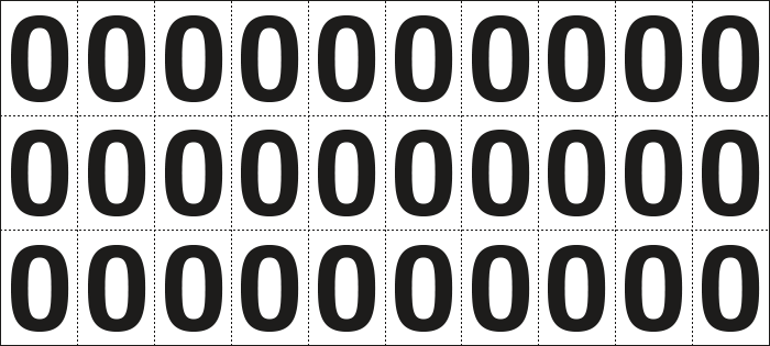 932O - Foglio n.30 etichette adesive B/N lettera O