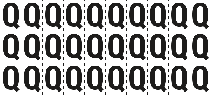 932Q - Foglio n.30 etichette adesive B/N lettera Q