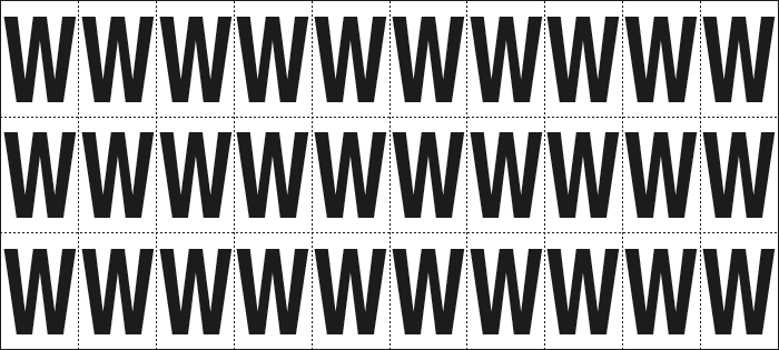 932W - Foglio n.30 etichette adesive B/N lettera W