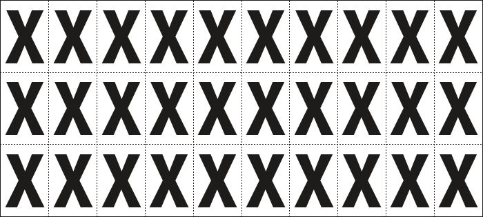 932X - Foglio n.30 etichette adesive B/N lettera X