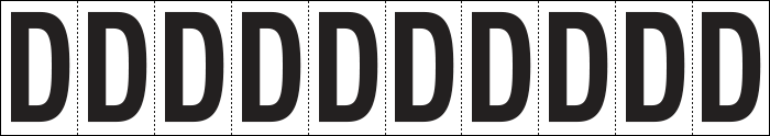 934D - Foglio n.10 etichette adesive B/N lettera D