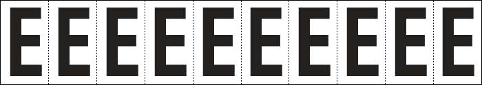 934E - Foglio n.10 etichette adesive B/N lettera E