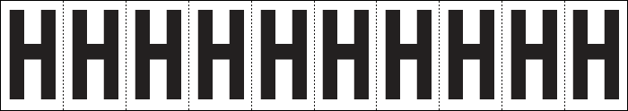 934H - Foglio n.10 etichette adesive B/N lettera H