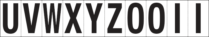 934UZ - Foglio n.10 etichette adesive B/N lettere da U a Z