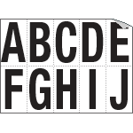 935AJ - Foglio n.10 etichette autoadesive B/N lettere da A a J