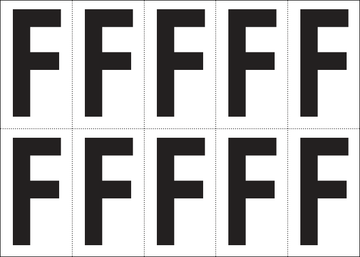 935F - Foglio n.10 etichette autoadesive B/N lettera F