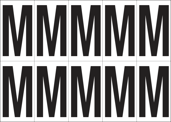 935M - Foglio n.10 etichette autoadesive B/N lettera M