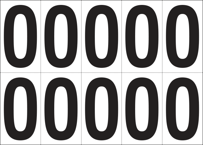 935O - Foglio n.10 etichette autoadesive B/N lettera O