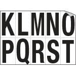 936KT - Foglio n.10 etichette autoadesive B/N lettere da K a T