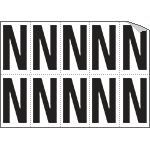 936N - Foglio n.10 etichette autoadesive B/N lettera N