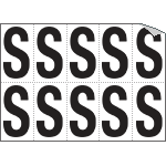 936S - Foglio n.10 etichette autoadesive B/N lettera S