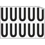 936U - Foglio n.10 etichette autoadesive B/N lettera U