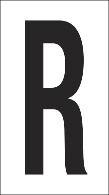 937R - Foglio n.1 etichetta autoadesiva B/N lettera R