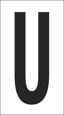 937U - Foglio n.1 etichetta autoadesiva B/N lettera U