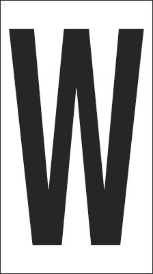 937W - Foglio n.1 etichetta autoadesiva B/N lettera W