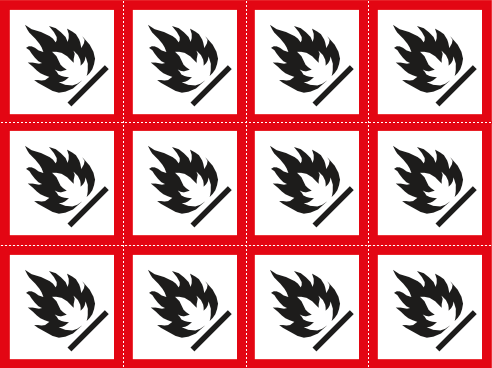 9422B - Foglio n.12 etichette adesive infiammabile