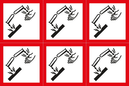 9425A - Foglio n. 6 etichette adesive corrosivo