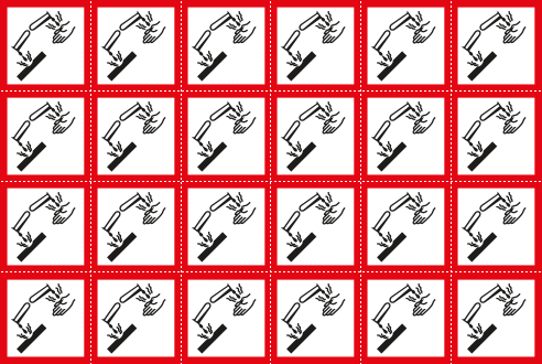 9425C - Foglio n.24 etichette adesive corrosivo