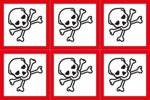 9426A - Foglio n. 6 etichette adesive tossico