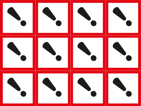 9427B - Foglio n.12 etichette adesive pericolo