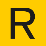 9475H - Etichetta adesiva fondo giallo lettera R nera