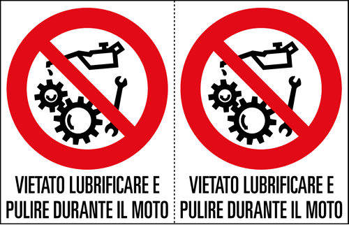 9505A - Foglio 2 etichette vietato lubrificare pulire durante