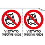9507A - Foglio n. 2 etichette vietato trasportare persone