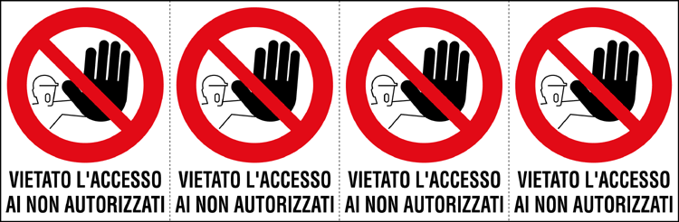 9517B - Foglio n. 4 etichette adesive vietato l'accesso