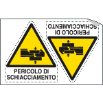 9565A - Foglio n. 2 etichette adesive pericolo schiacciamento