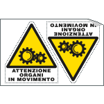 9574A - Foglio 2 etichette attenzione organi movimento