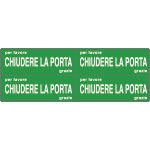 9605BG - Foglio n. 4 etichette adesive fondo verde CHIUDERE