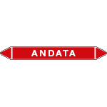 99700A - foglio 5 elichette per tubazioni fondo rosso ANDATA