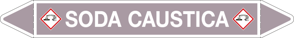 99A351C - etichetta singola autoadesiva con frecce e simboli SODA CAUSTICA