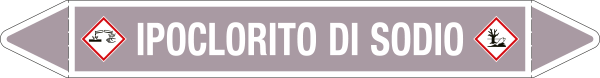 99A360D - foglio da 1 etichetta autoadesiva con frecce+simb IPOCLORITO DI SODIO