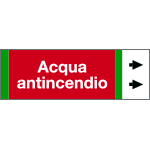 99B212NBD - foglio da 5 etichette fondo rosso "ACQUA ANTINCENDIO" destra