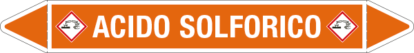99B580C - etichetta autoadesiva fondo arancio frecce simboli ACIDO SOLFORICO