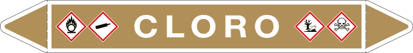 99B980C - Etichetta singola autoadesiva con frecce e simboli per CLORO