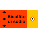 99C110NES - Etichetta fondo arancio "BISOLFITO DI SODIO" sinistra