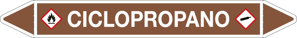 99C280A - foglio da 5 etichette autoadesive con frecce e simboli CICLOPROPANO