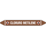 99C310A - foglio da 5 etichette autoadesive con frecce+simb CLORURO METILENE