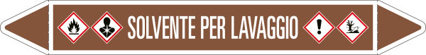 99C500B - foglio da 5 etichette autoadesive con frecce+simb SOLVENTE PER LAVAG.