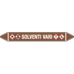 99C510A - foglio da 5 etichette autoadesive con frecce+simboli SOLVENTI VARI
