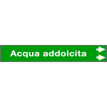 99C730NAD - foglio da 5 etichette fondo verde "ACQUA ADDOLCITA" freccia destra