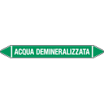 99C780D - etichetta singola autoadesiva con frecce e simboli ACQUA DEMINERALIZZ.