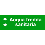 99C860NBS - foglio da 5 etichette fondo verde" ACQUA FREDDA SANITARIA freccia sx