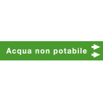 99C880NAD - foglio da 5 etichette fondo verde "ACQUA NON POTABILE" freccia dx