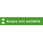 99C880NAS - foglio da 5 etichette fondo verde "ACQUA NON POTABILE" freccia sx